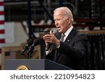 Small photo of Poughkeepsie, NY - October 6, 2022: President Joe Biden Jr. delivers remarks at IBM facility
