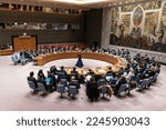 Small photo of Security Council meeting on the situation in the Middle East, including the Palestinian question at UN Headquarters in New York on January 5, 2023.