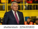 Small photo of U.S. Senator Bob Menendez attends President Joe Biden Jr. remarks to highlight funding for the Hudson River Tunnel project at West Side Yard gate in New York on January 31, 2023