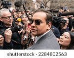 Small photo of Congressman George Santos attends pro-Trump supporters rally at New York criminal court on April 4, 2023 during appearance by Former President Donald Trump Jr.