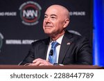 Small photo of Secretary Alejandro Mayorkas Department of Homeland Security participates in chat with Reverend Al Sharpton at NAN 2023 Convention at Sheraton Times Square in New York on April 12, 2023
