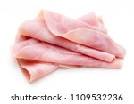 Sliced ham on white background.Fresh prosciutto.Pork ham sliced on white background.