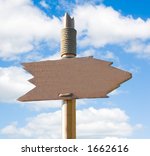 Handmade Wooded Signpost Over Blue Sky (just add your text)