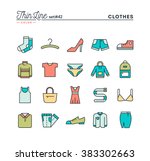 clothing  thin line color icons ... | Shutterstock .eps vector #383302663