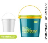 white glossy plastic bucket for ... | Shutterstock .eps vector #1046295370
