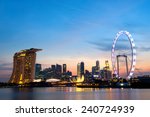 Singapore Skyline At Dusk.