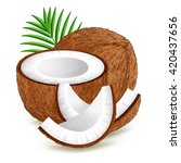 whole and pieces coconut with... | Shutterstock .eps vector #420437656