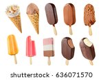 Set of diffrent ice creams isolated on white background