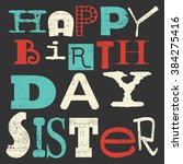 retro happy birthday card on... | Shutterstock .eps vector #384275416