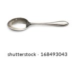 old silver spoon isolated on white with clipping path