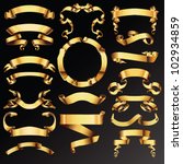 set of golden vector ribbons or ... | Shutterstock .eps vector #102934859