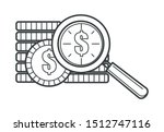 dollar coins and magnifying... | Shutterstock .eps vector #1512747116