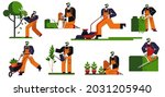 male character tending garden... | Shutterstock .eps vector #2031205940