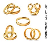 Gold Wedding Rings Pair Vector...
