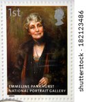 Small photo of UNITED KINGDOM - CIRCA 2006: A stamp printed in Great Britain dedicated to the national portrait gallery, shows Emmeline Pankhurst by Georgina Brakenbury, circa 2006