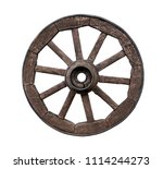 Old Wooden Wagon Wheel Isolated ...