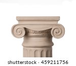 Close up of ancient column isolated on white background with copy space