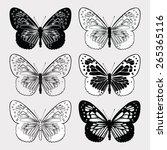 set of butterflies black and... | Shutterstock .eps vector #265365116