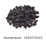 Small photo of Seed of Nigella sativa or fennel flower, nutmeg flower, black caraway, Roman coriander, black cumin, blackseed, black caraway, Bunium persicum. Isolated.