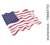 usa flag hand drawn on white... | Shutterstock .eps vector #758683753