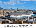 Small photo of GENOA ITALY 16 APRIL: the cruise ship msc world Europa in the port of genoa April 16 2023 Genoa Italy