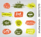 labels with vegetarian and raw... | Shutterstock .eps vector #383527270