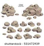 Cartoon Stone Set. Grey Rock...