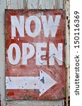 Vintage Old Now Open Sign With...
