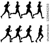 set of silhouettes. runners on... | Shutterstock .eps vector #1250442253