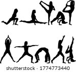 set silhouette girl on yoga... | Shutterstock .eps vector #1774773440