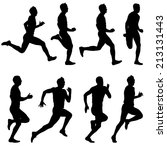 set of silhouettes. runners on... | Shutterstock . vector #213131443