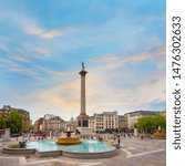 Small photo of London, UK - May 13 2018: Nelson's Column dedicated to Admiral Horatio Nelson, who died at the Battle of Trafalgar in 1805, it's constructed between 1840 and 1843 to a design by William Railton