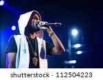 Small photo of SEATTLE - SEPTEMBER 2, 2012: Rapper Big Sean performs on the main stage at Key Arena during the Bumbershoot music festival in Seattle on September 2, 2012.