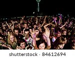 Small photo of SEATTLE - SEPT. 3: A large crowd of teenagers scream for their favorite band during the Bumbershoot Music Festival in front of the Space Needle in Seattle on September 3, 2011.