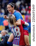 Small photo of BARCELONA - MAR 13: Aitana celebrate the title consecution after the Primera Iberdrola match between FC Barcelona Women and Real Madrid Women at the Johan Cruyff Stadium on March 13, 2022.