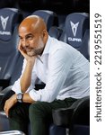 Small photo of BARCELONA - AUG 24: Josep Pep Guardiola in action during the friendly match between FC Barcelona and Manchester City at the Spotify Camp Nou Stadium on August 24, 2022 in Barcelona, Spain.