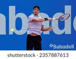 Small photo of BARCELONA - APR 18: Emilio Gomez in action during the ATP 500 Barcelona Open Banc Sabadell Conde De Godo Trophy at the Real Club de Tenis Barcelona on April 18, 2023 in Barcelona, Spain.