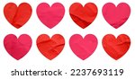 Set of heart shapes red and...
