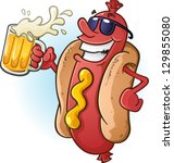 Hot Dog Cartoon Wearing...