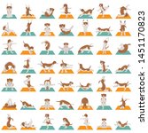 yoga dogs poses and exercises... | Shutterstock .eps vector #1451170823
