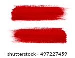 Red brush stroke isolated on...