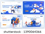 set of landing page design... | Shutterstock .eps vector #1390064366
