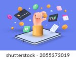 cryptocurrency transaction and... | Shutterstock .eps vector #2055373019