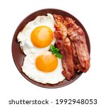 Fried Eggs With Fried Bacon In...