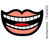 Happy, smiling mouth showing teeth in cartoon style. - stock vector