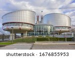 Small photo of STRASBOURG, FRANCE - JANUARY 2, 2019: Strasbourg European Court of Human Rights (or Strasbourg Court, ECHR, 2007) building.