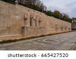 Small photo of GENEVA, SWITZERLAND - NOVEMBER 14, 2016: International Monument of the Reformation Wall (1909) in Parc des Bastions (Bastions Park).