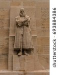 Small photo of GENEVA, SWITZERLAND - NOVEMBER 14, 2016: International Monument of the Reformation Wall (1909) in Parc des Bastions (Bastions Park).