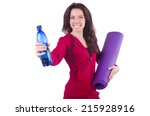 woman in red costume in sports... | Shutterstock . vector #215928916