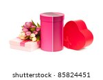 giftbox and tulips isolated on... | Shutterstock . vector #85824451